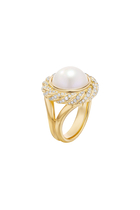 Classics Cable Halo Ring, 18K Yellow Gold, Diamonds & Mother of Pearl